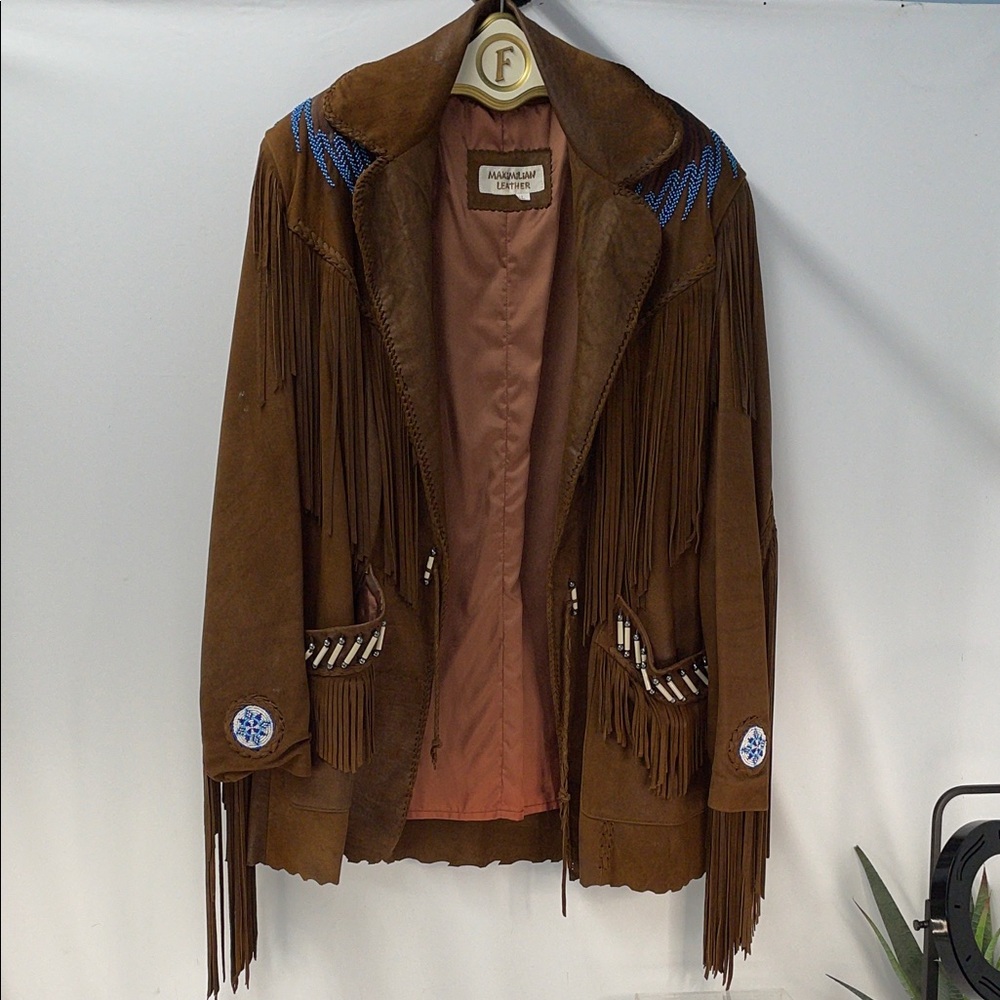 MAXIMILIAN LEATHER BEADED AND FRINGED WESTERN JACKET FTL-02-191